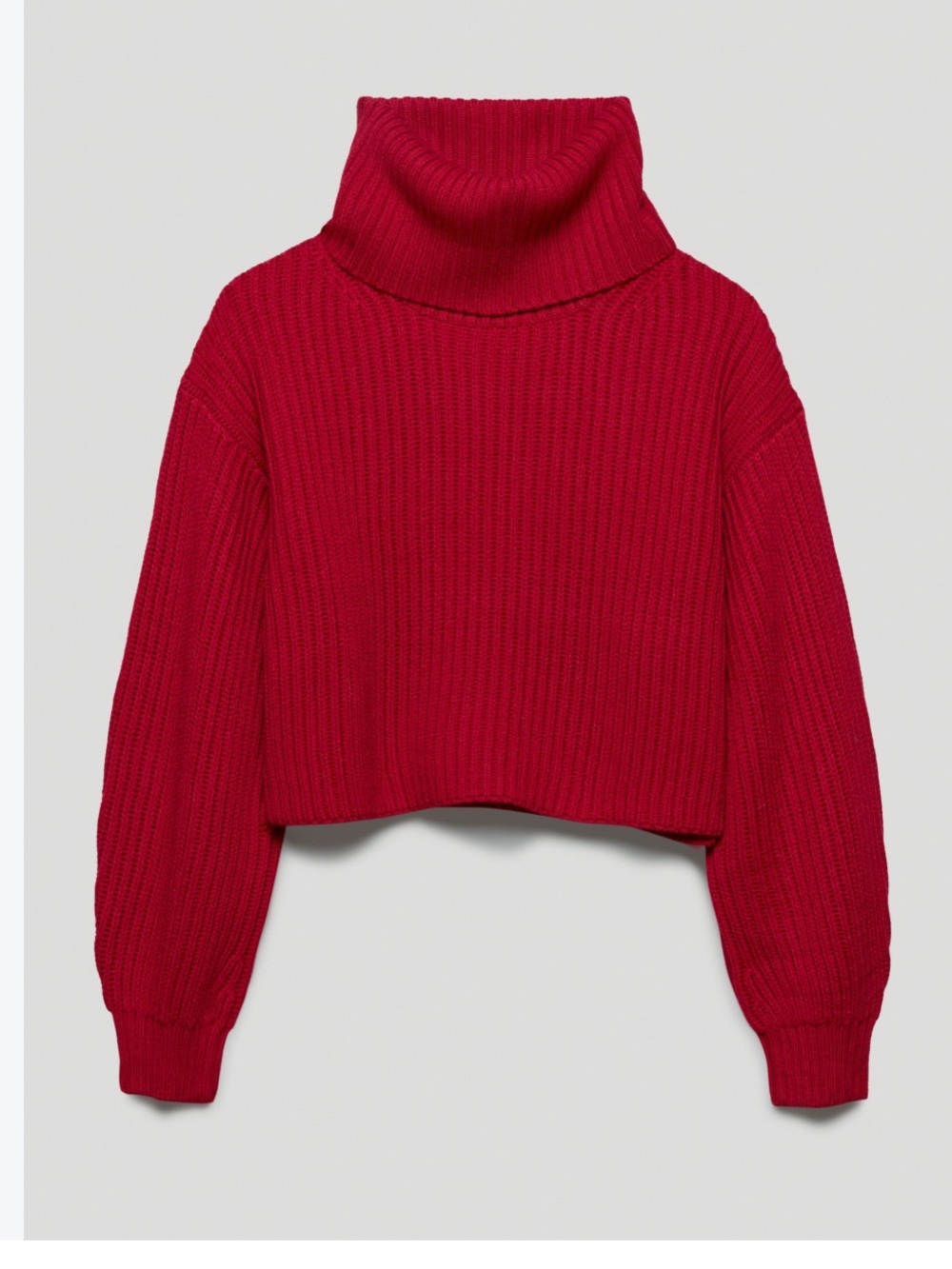 ARITZIA Wilfred Wool Red Cropped Turtleneck Sweater